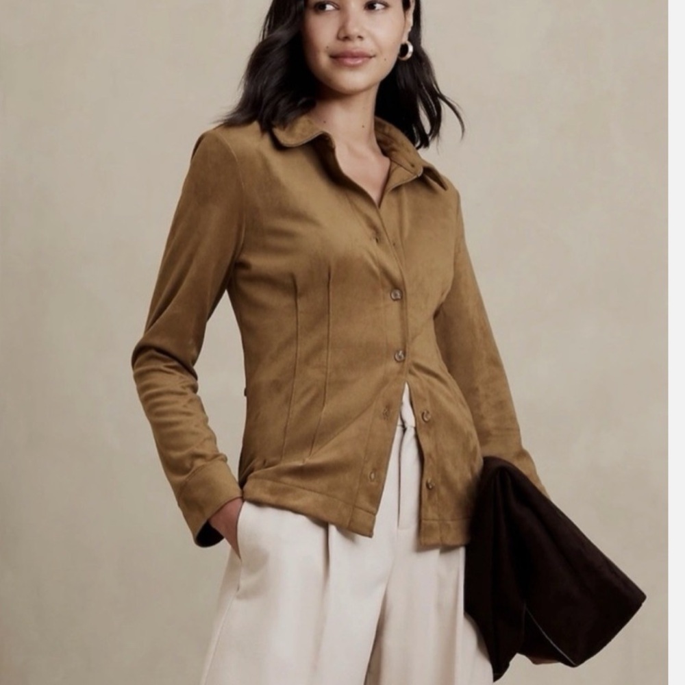 Banana Republic Vegan Suede Button-Up